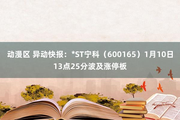动漫区 异动快报：*ST宁科（600165）1月10日13点25分波及涨停板
