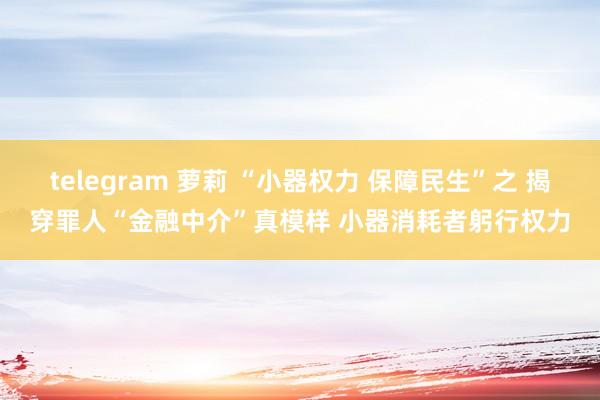 telegram 萝莉 “小器权力 保障民生”之 揭穿罪人“金融中介”真模样 小器消耗者躬行权力