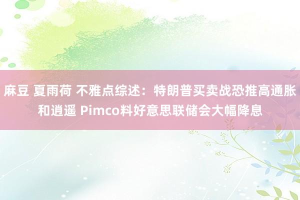 麻豆 夏雨荷 不雅点综述：特朗普买卖战恐推高通胀和逍遥 Pimco料好意思联储会大幅降息