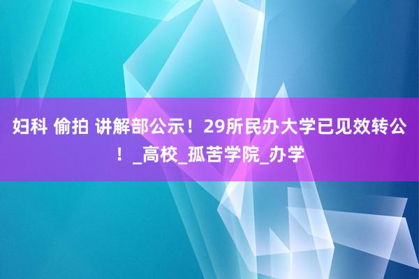 妇科 偷拍 讲解部公示！29所民办大学已见效转公！_高校_孤苦学院_办学