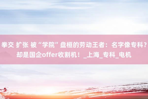 拳交 扩张 被“学院”盘桓的劳动王者：名字像专科？却是国企offer收割机！_上海_专科_电机