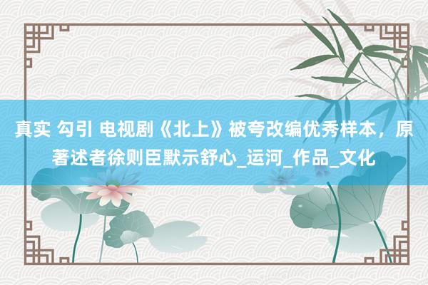 真实 勾引 电视剧《北上》被夸改编优秀样本，原著述者徐则臣默示舒心_运河_作品_文化