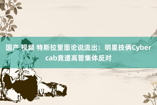 国产 视频 特斯拉里面论说流出：明星技俩Cybercab竟遭高管集体反对
