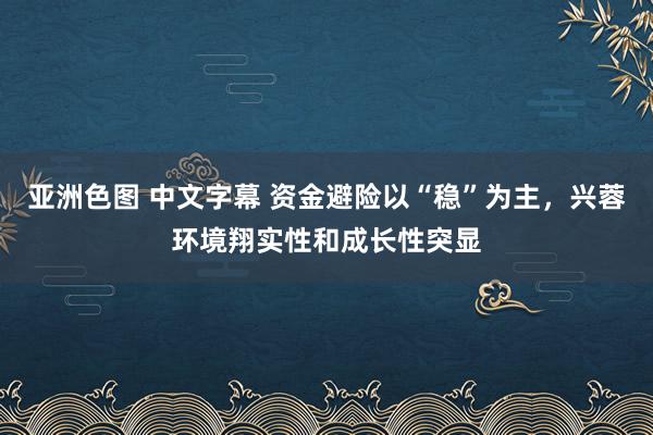 亚洲色图 中文字幕 资金避险以“稳”为主，兴蓉环境翔实性和成长性突显