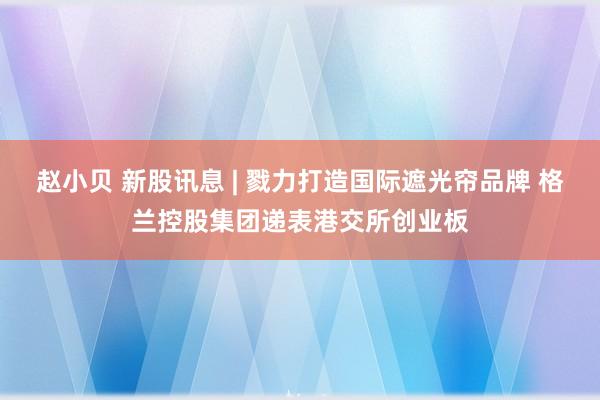 赵小贝 新股讯息 | 戮力打造国际遮光帘品牌 格兰控股集团递表港交所创业板