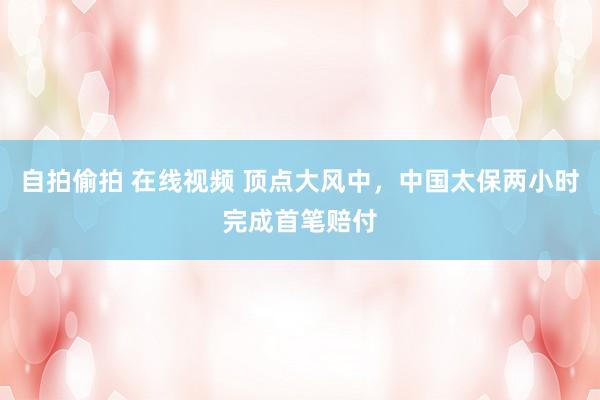 自拍偷拍 在线视频 顶点大风中，中国太保两小时完成首笔赔付